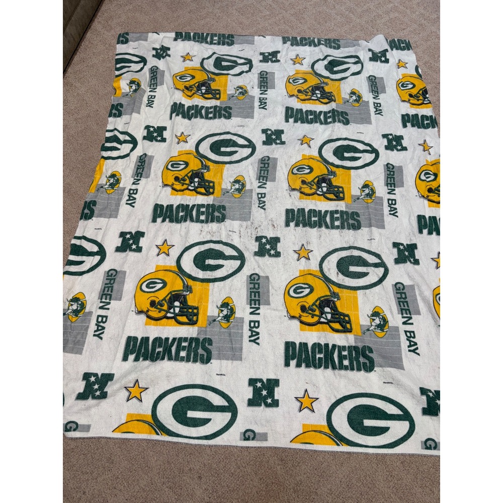 Vintage Green Bay Packers Fleece Throw Blanket The NW Co NFL All Over Print